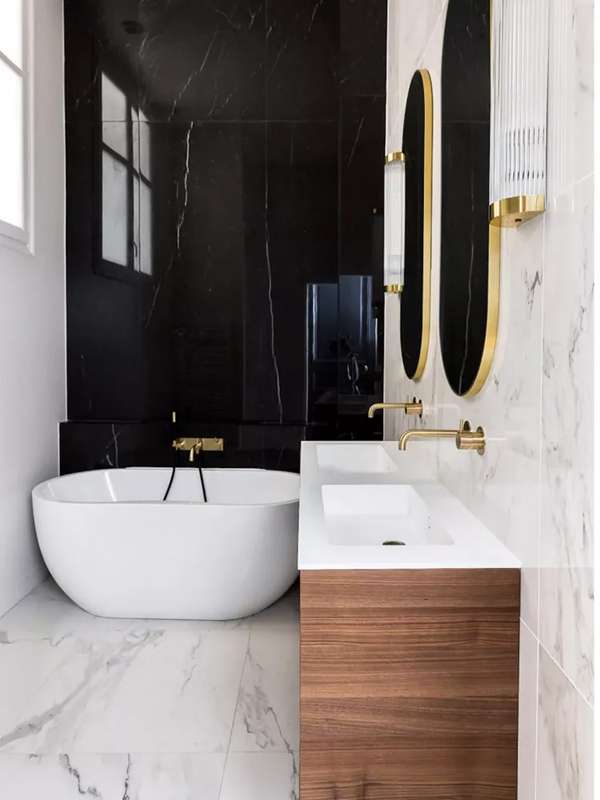 thiết kế phòng tắm đẹp - Tương phản trắng đen