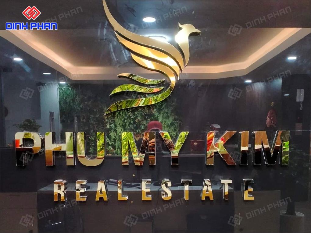 Làm bảng hiệu chữ nổi tại Đắk Lắk trọn gói, giá rẻ Bảng hiệu chữ nổi inox vàng gương tại Đắk Lắk