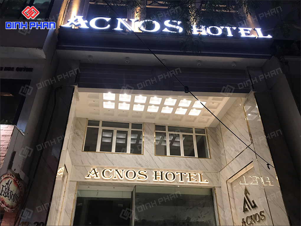 Làm Bảng Hiệu Acnos Hotel sang trọng, sáng đẹp Bảng Hiệu Acnos Hotel