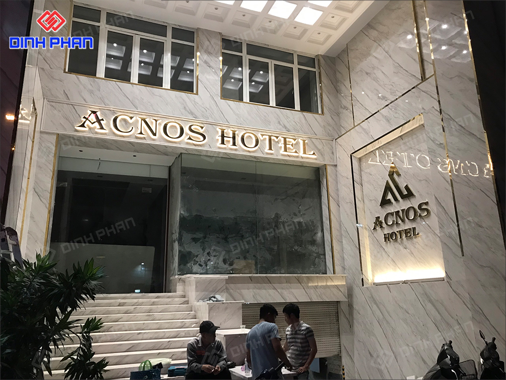Làm Bảng Hiệu Acnos Hotel sang trọng, sáng đẹp Bảng hiệu Acnos Hotel